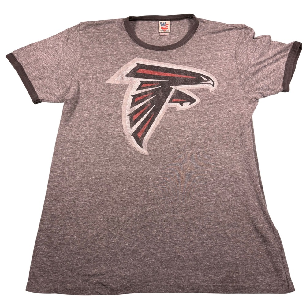 Junk Food Atlanta Falcons Ringer T-Shirt Mens Large Gray Vintage Style NFL Tee‎